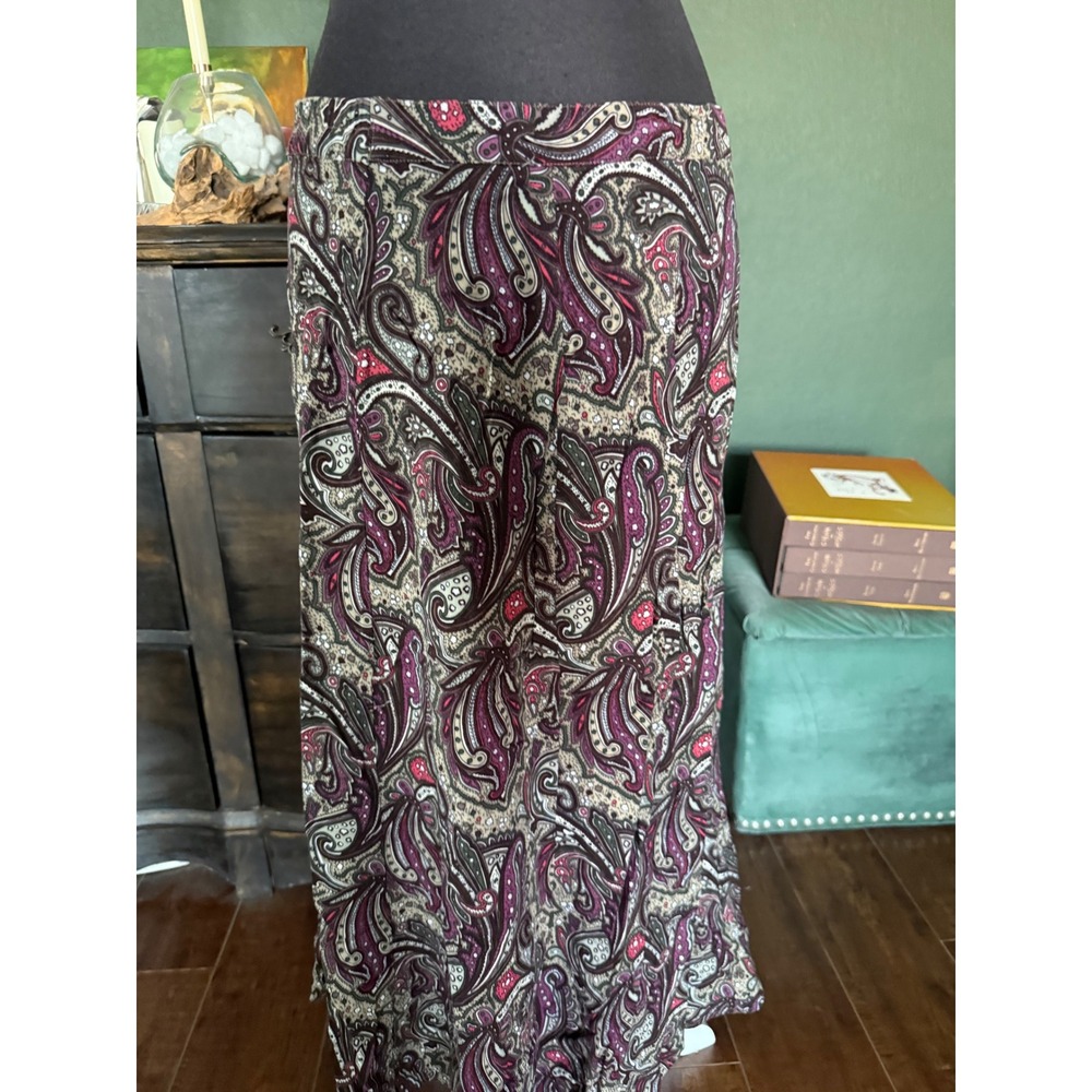 Jacqui and Koko Together Purple Paisley Rayon Maxi Skirt Womens Plus Size 14/16